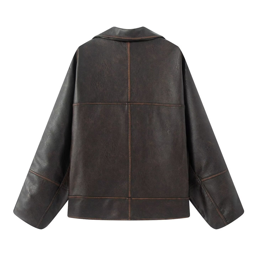Women's Elegant Oversized Faux Leather Jacket