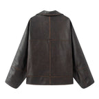 Women's Elegant Oversized Faux Leather Jacket