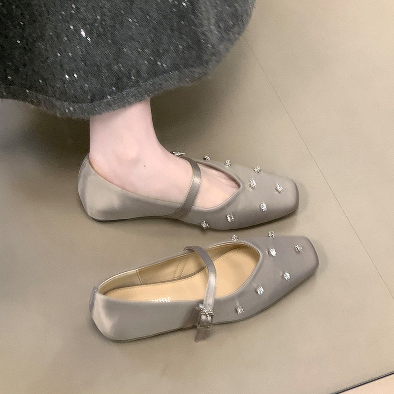 Women's Ballet Flats with Decorative Rhinestone Details and Comfortable Strap
