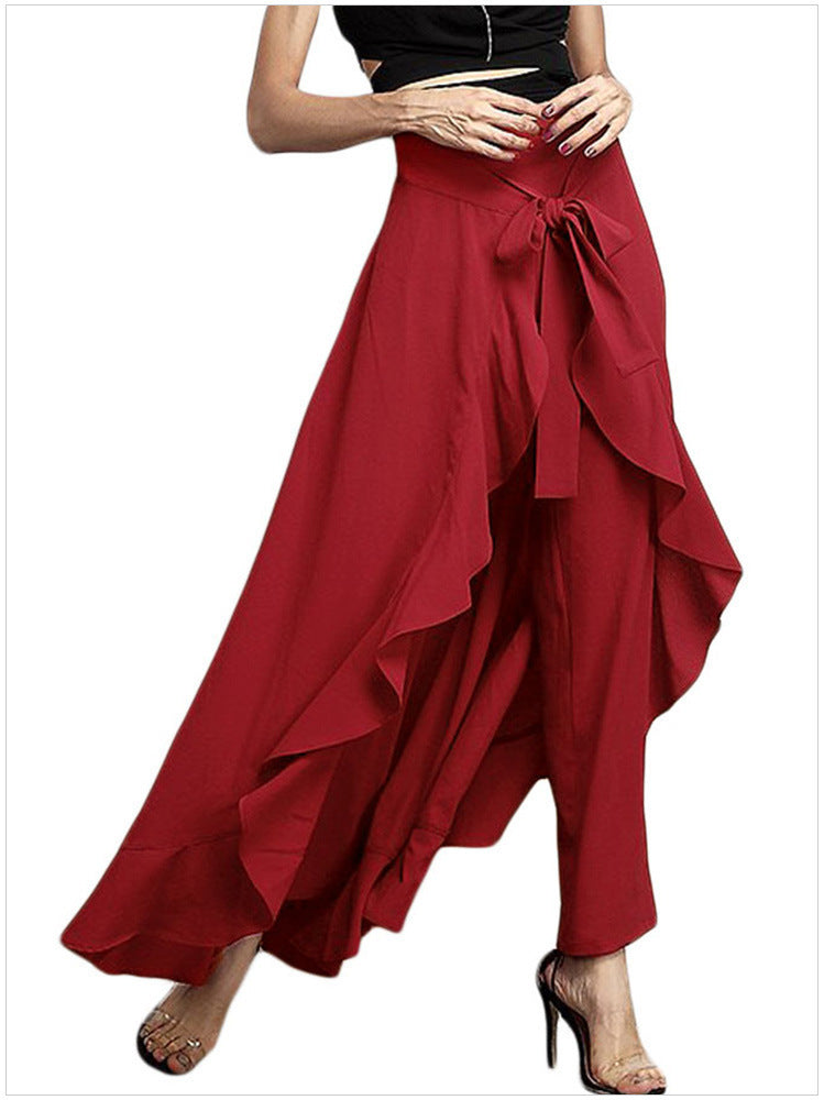 Women's Maxi Skirt with Voluminous Ruffles and Tie Belt