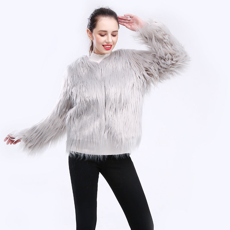 Women's Cozy Faux Fur Open-Front Long-Sleeve Coat