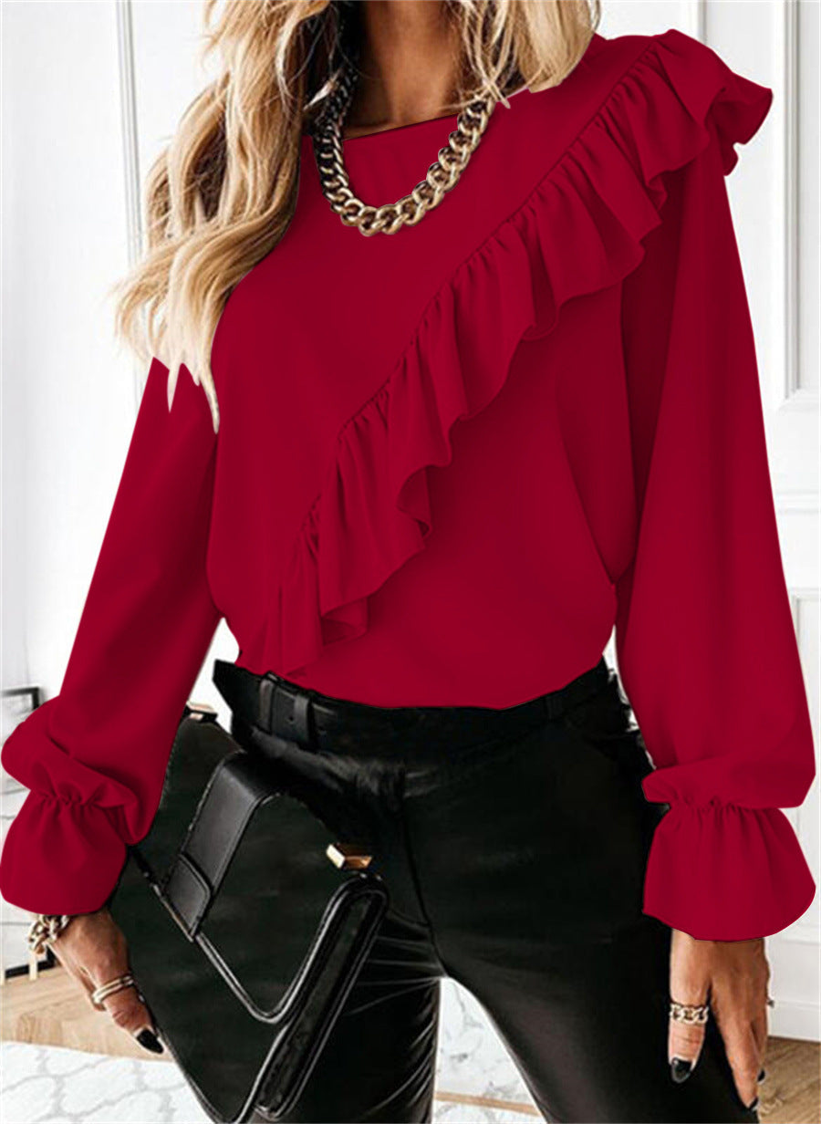 Women's Blouse with Voluminous Ruffles