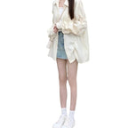 Women's Casual Long-Sleeve Blouse with Textured Fabric