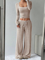 Women's Comfortable Lounge Set with Casual Cut and Wide-Leg Pants