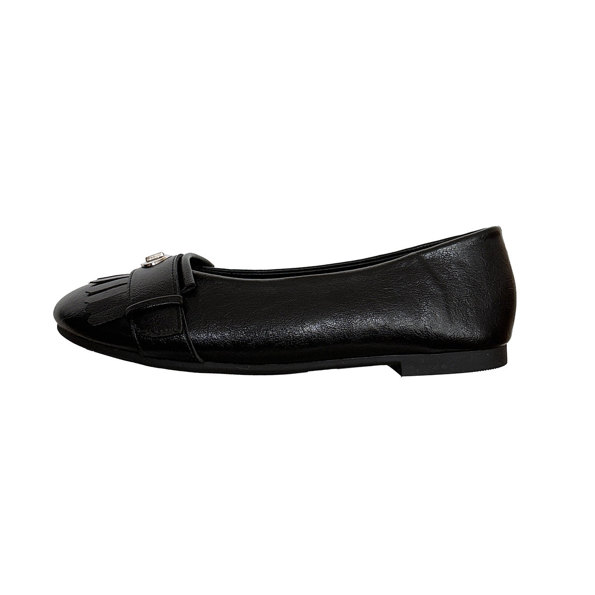 Women's Ballet Flats with Decorative Fringe and Elegant Buckle