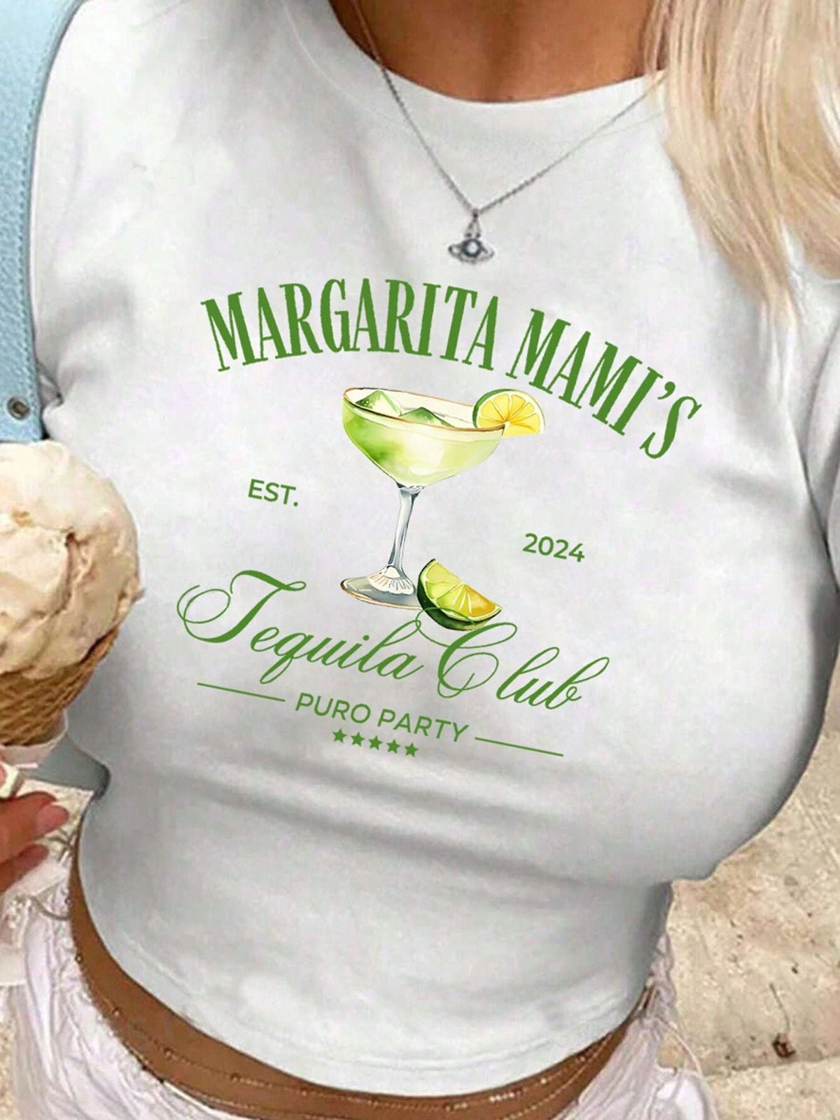Women's Crop T-Shirt with Cocktail Design