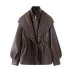 Women's Elegant Biker Jacket with Voluminous Sleeves