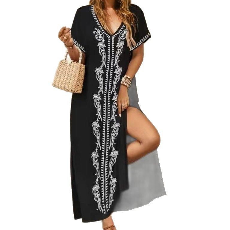 Women's Elegant Beach Cover-Up with Delicate Embroidery