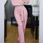 Women's Casual Two-Piece Set with Elegant Waist Belt