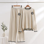 Casual Knit Loungewear Set with Contrast Details