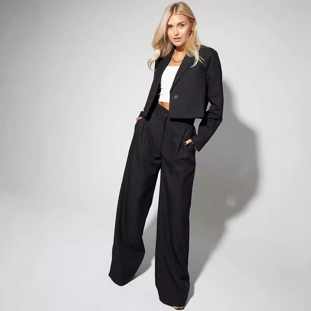 Women's Two-Piece Set with Cropped Blazer