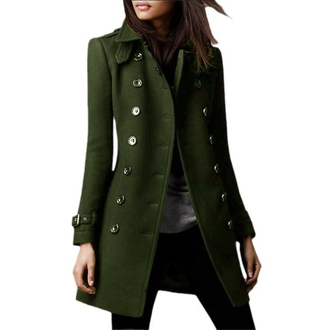 Women's Elegant Trench Coat with Double-Breasted Design