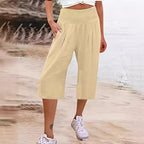 Women's Elegant Culottes with Elastic Waistband and Pockets