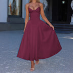 Women's A-Line Evening Dress with Adjustable Spaghetti Straps
