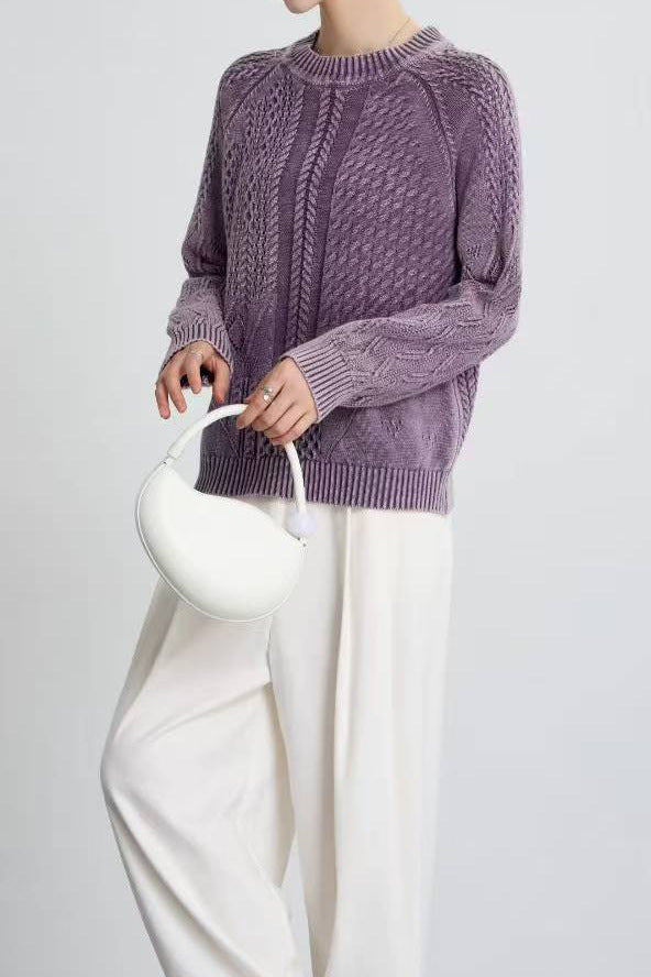 Elegant Chunky Knit Sweater with Artistic Design