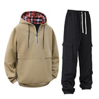 Women's Casual Hoodie with Snap Button and Cargo Pants