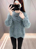 Women's Fluffy Sweater with Unique Texture and Sparkling Accents