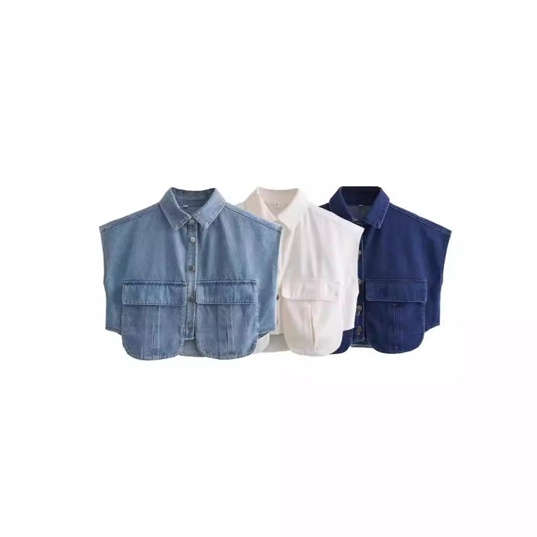 Women's Sleeveless Utility Blouse with Pockets