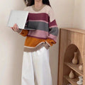 Women's Coarsely Knitted Sweater with Casual Stripes