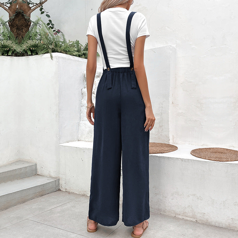 Women's Casual Wide-Leg Jumpsuit with Elastic Waist