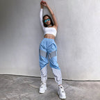 Women's Cargo Pants with Reflective Inserts and Elastic Waistband