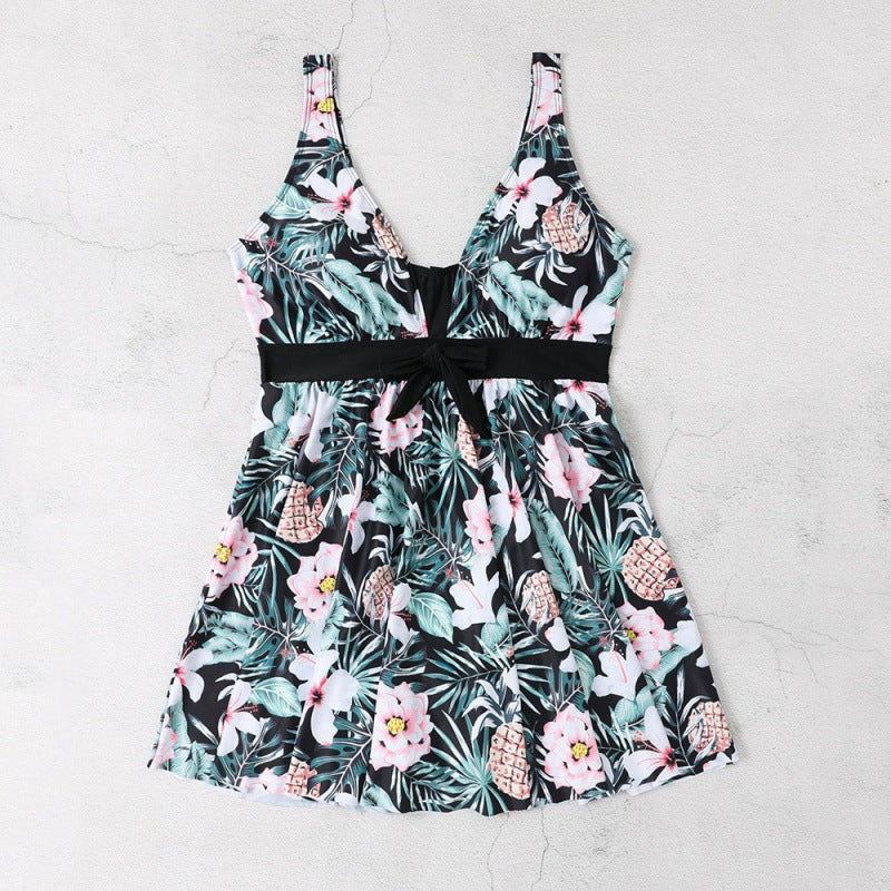 Women's Swim Dress with Floral Patterns and Flattering Cut