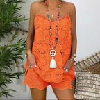 Women's Airy Summer Top with Lace and Matching Shorts