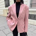 Women's Elegant Oversized Blazer in Fine Faux Suede