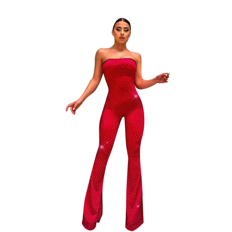 Elegant Fitted Jumpsuit with Shimmering Appliqués