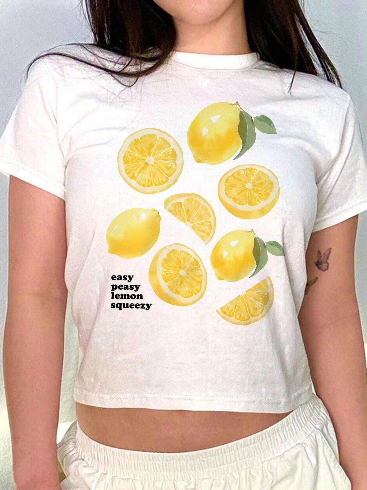 Women's Crop T-Shirt with Cocktail Design