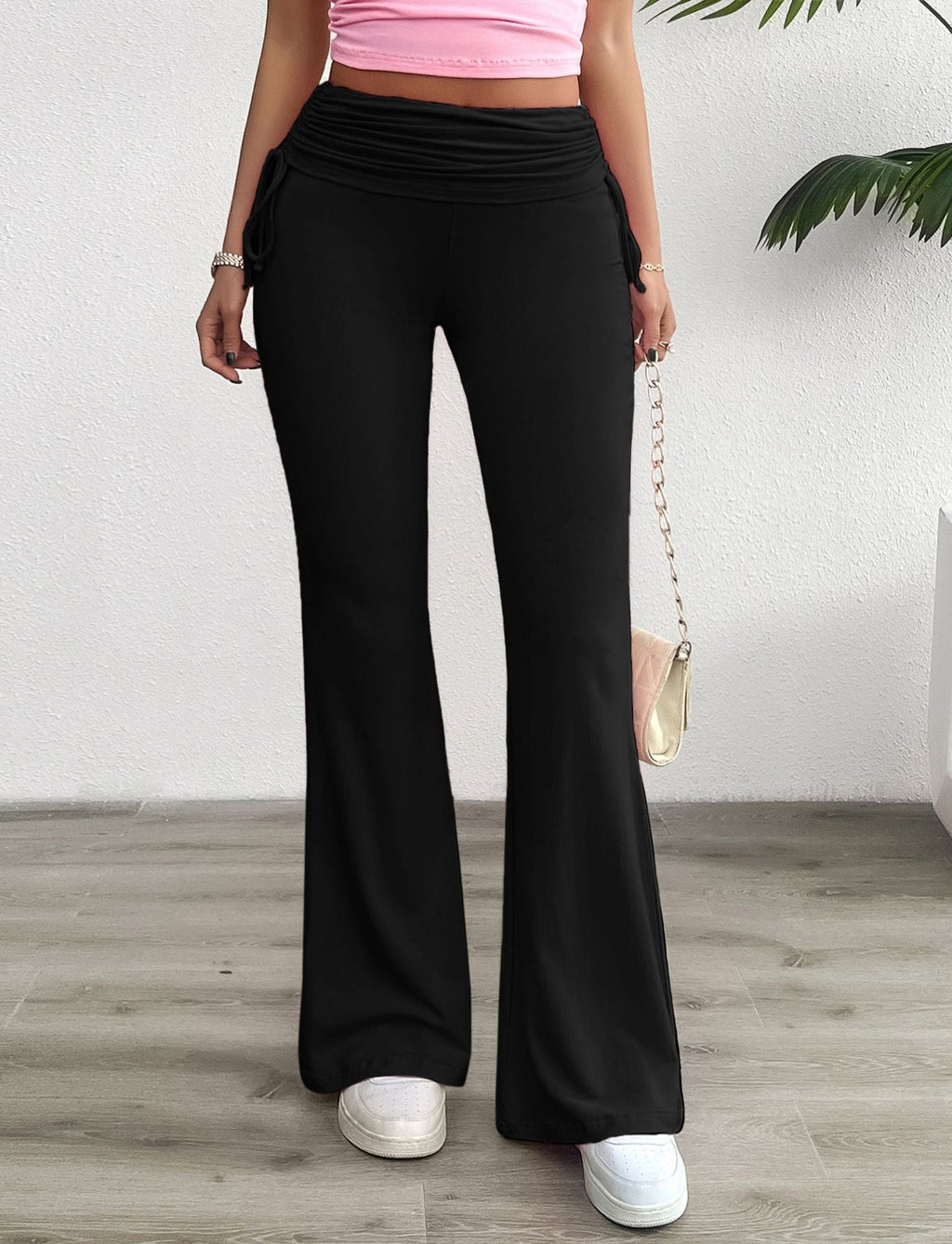 Women's Comfortable Palazzo Pants with Elastic Waistband and Casual Cut
