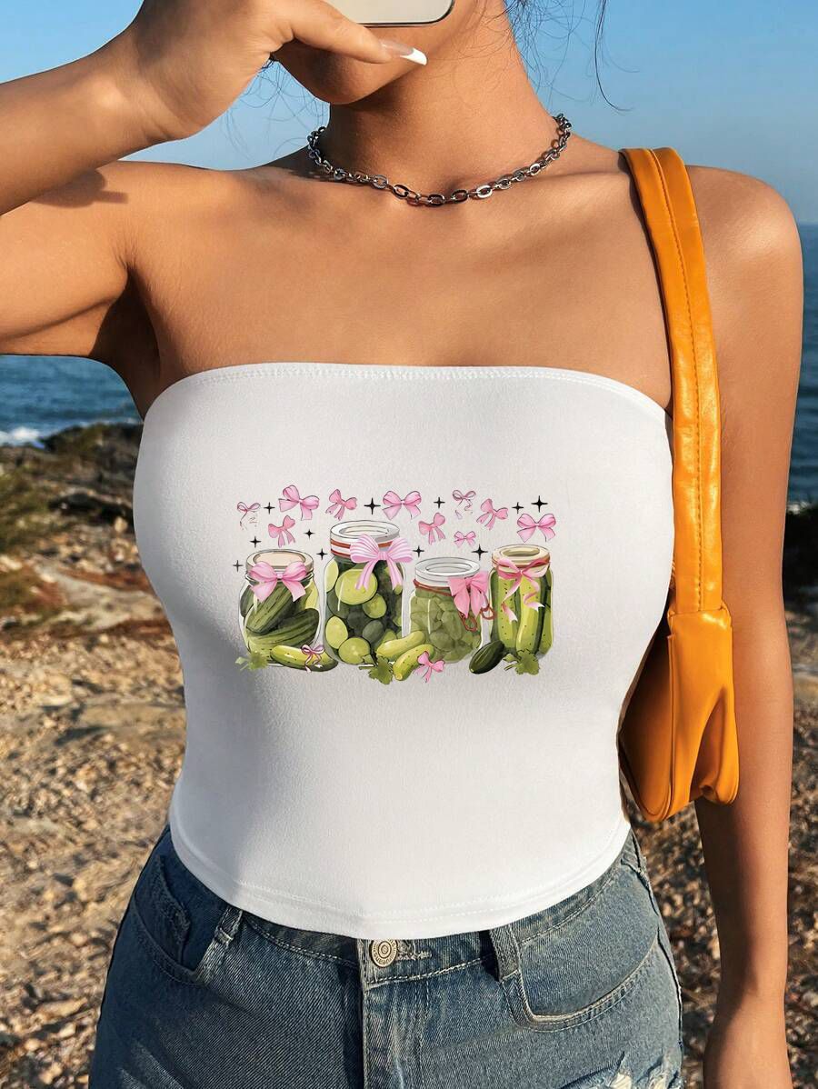 Women's Bandeau Top with Maritime Motif