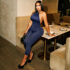 Elegant High-Neck Fitted Jumpsuit