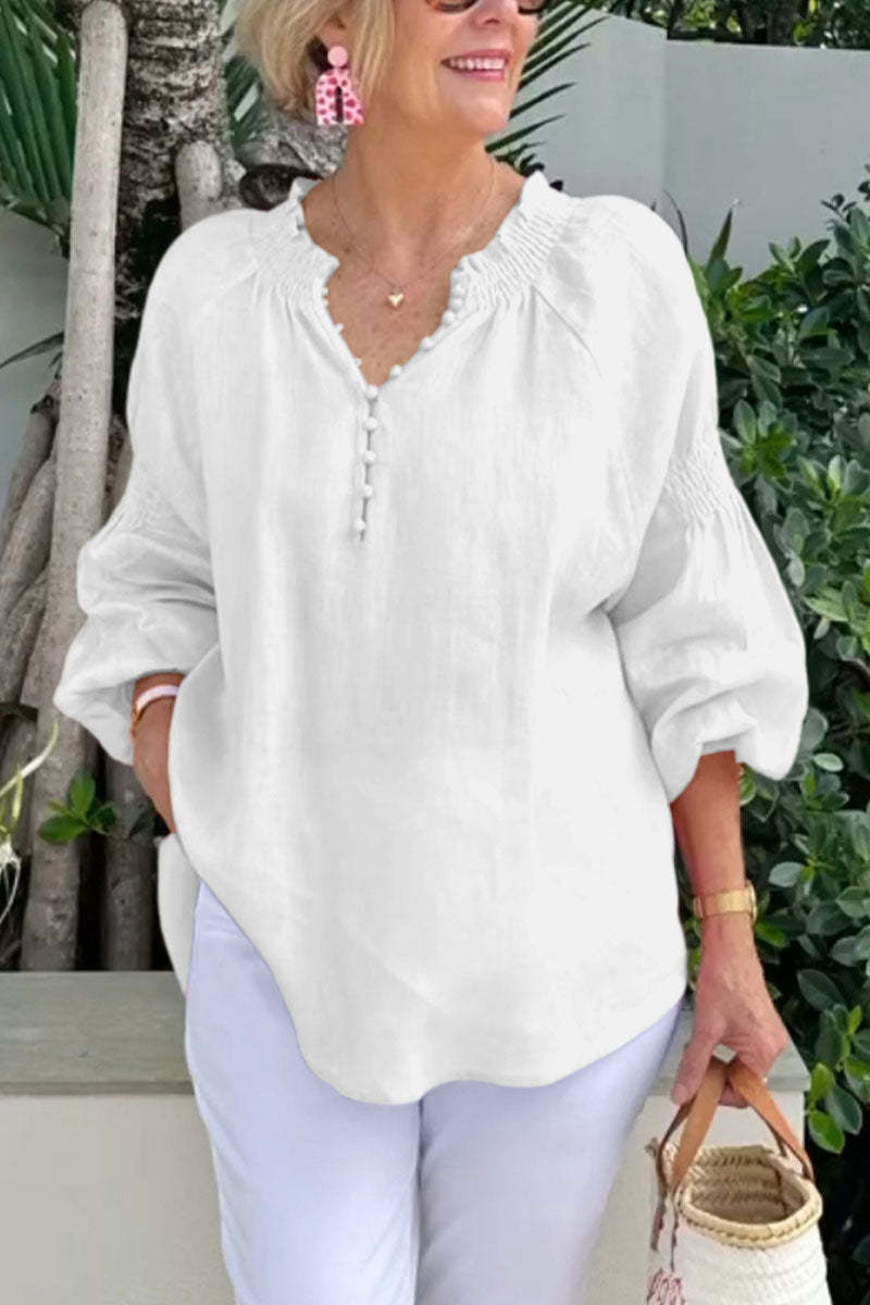 Casual Blouse with Balloon Sleeves