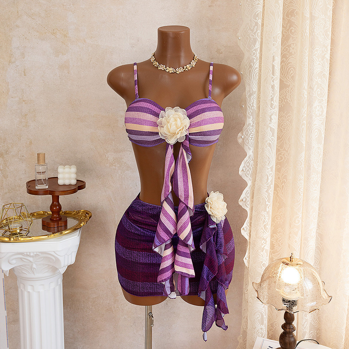 Women's Bandeau Bikini with Sophisticated Wrap Skirt