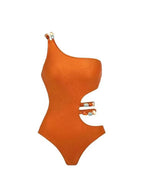 Women's Asymmetrical Swimsuit Set with Elegant Sarong
