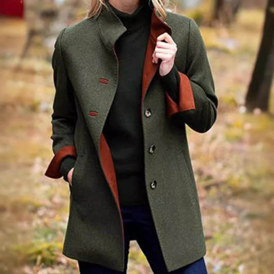 Elegant Wool Coat with Quality Craftsmanship and Pockets