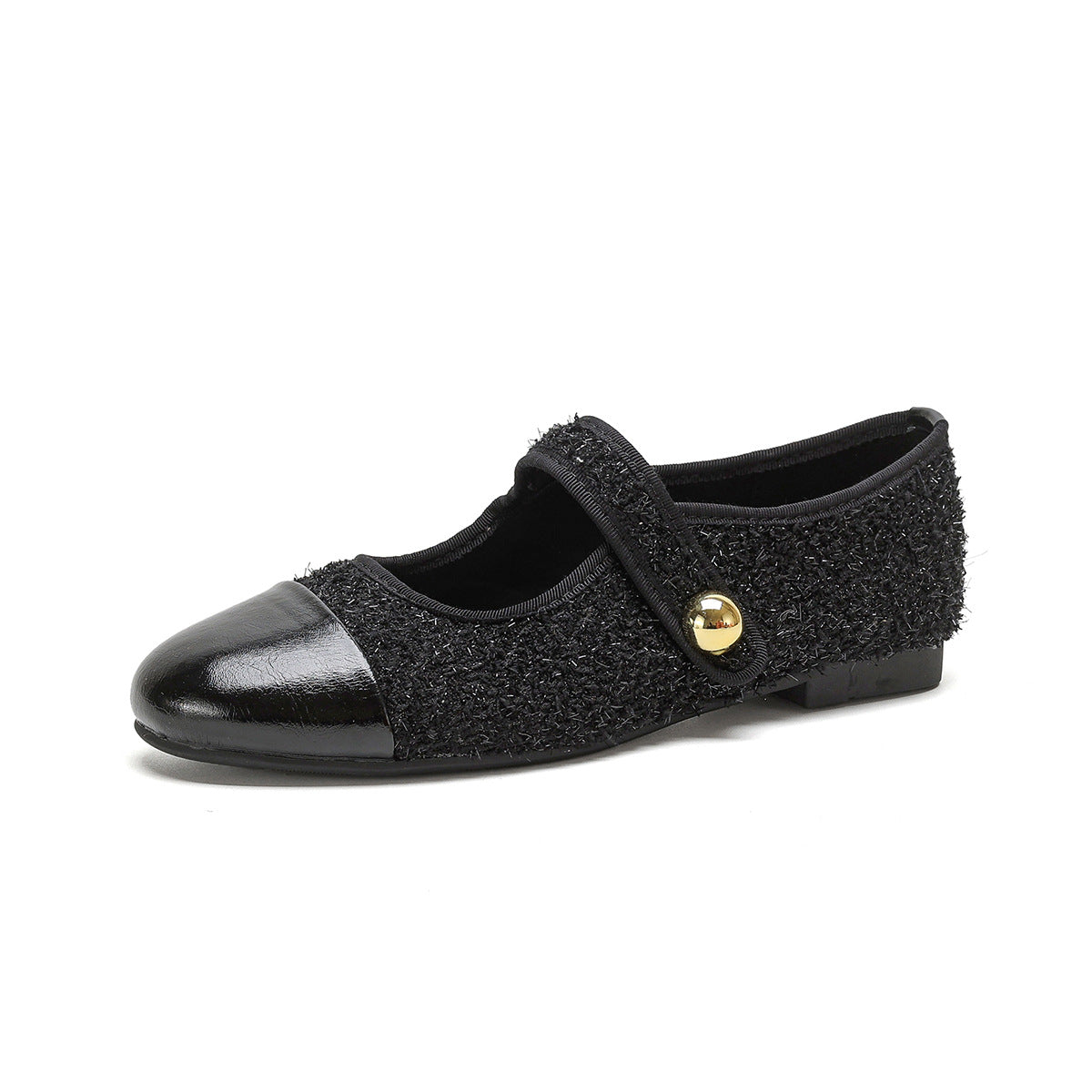 Women's Ballet Flats with Decorative Strap and Elegant Button