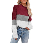 Women's Colorful Textured High-Neck Knit Sweater