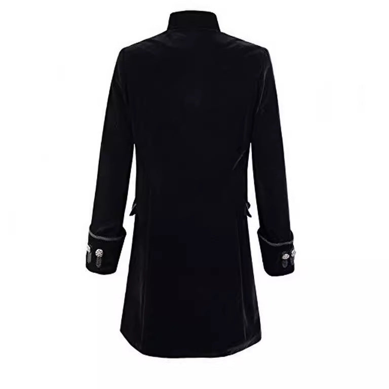 Women's Elegant Velvet Coat with Decorative Buttons