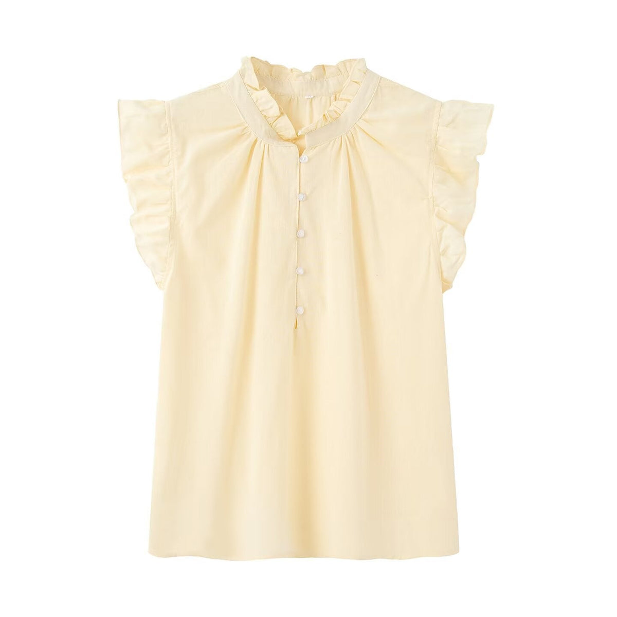 Women's Blouse with Ruffles and Button Placket