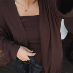 Women's Loungewear Ensemble with Long Kimono and Slim Top