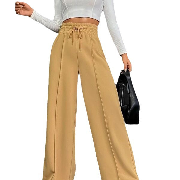 Elegant and Comfortable Casual Pants with Elastic Waistband and Wide Leg
