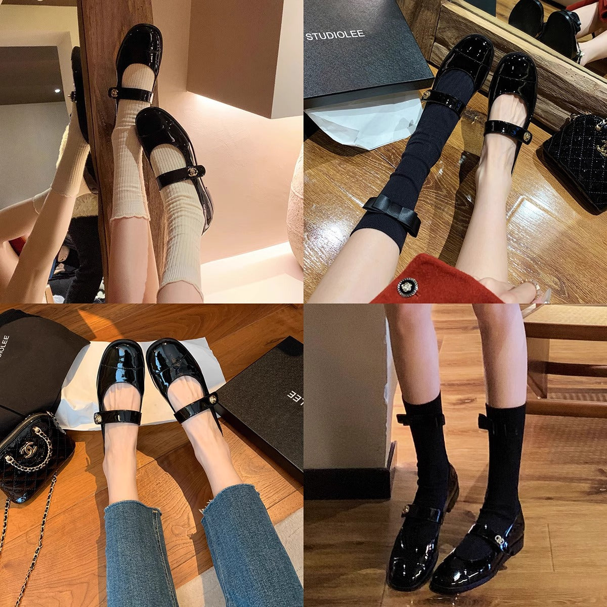 Women's Ballet Flats with Elegant Strap and Fashionable Contrast Design