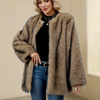 Women's Luxury Wide-Cut Faux Fur Cape