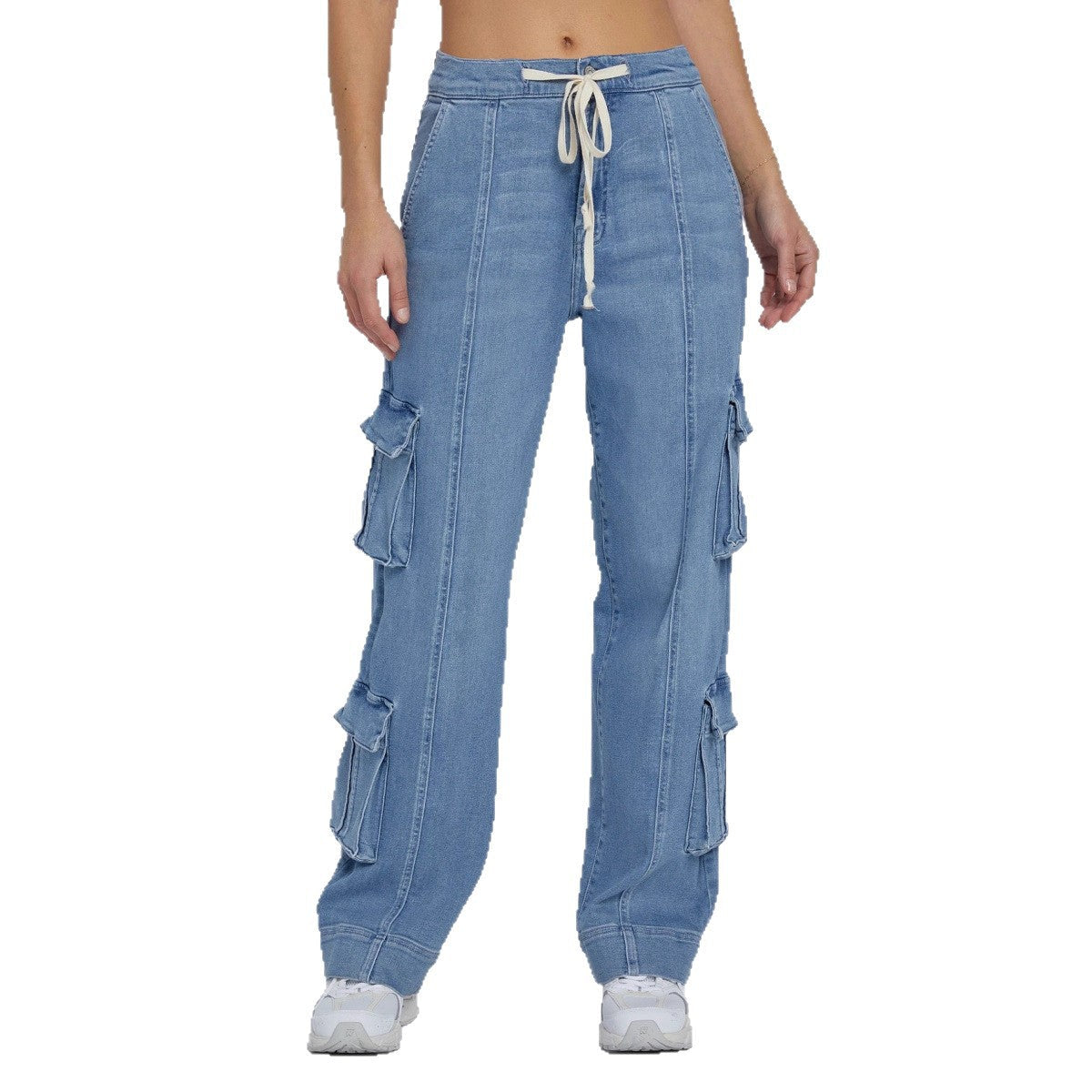 Women's Loose-Fit Cargo Jeans with Side Pockets