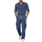 Men's Ribbed Worker Shirt and Cargo Pants Set