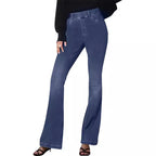 Women's High-Waisted Flared Jeans with Subtle Wash