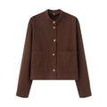 Women's Cotton Jacket with Button Placket and Pockets