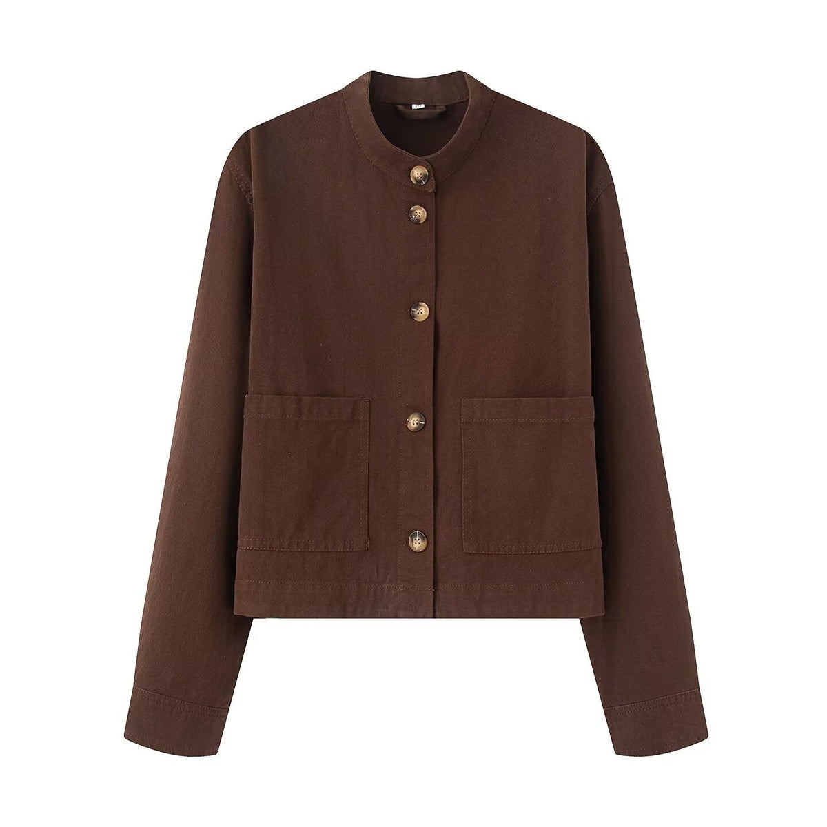 Women's Cotton Jacket with Button Placket and Pockets